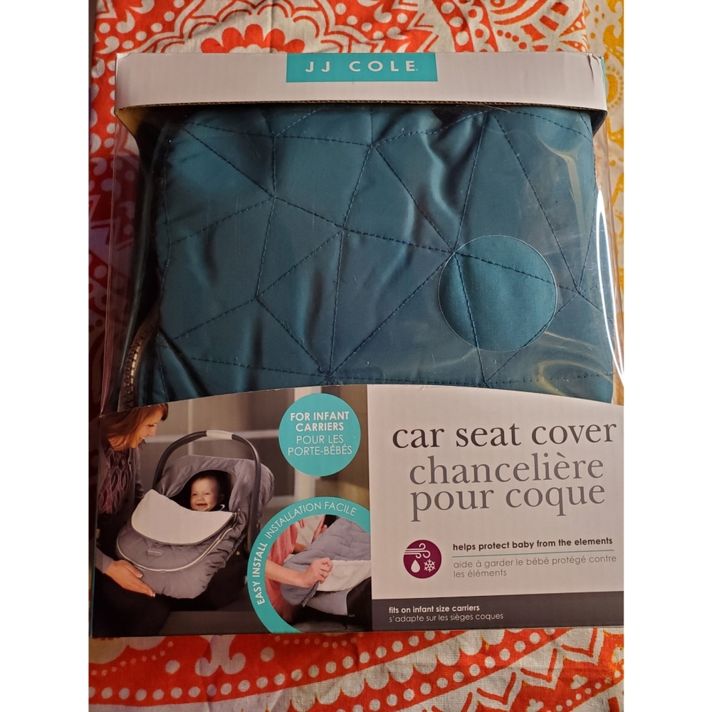 JJ Cole Car Seat Cover Teal Fractal Fleece Winter